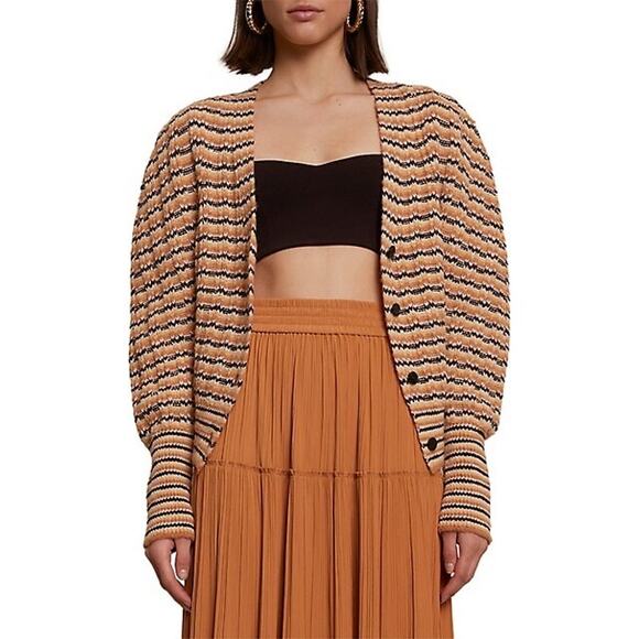 A.L.C Rebekah Wool Blend Striped Cardigan Sweater - Picture 4 of 10